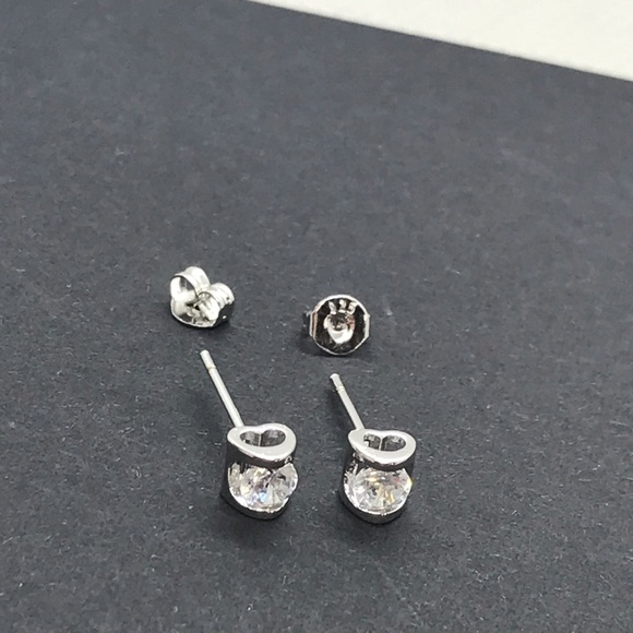 Sterling Silver 925 CZ Stud Earrings - Picture 3 of 7